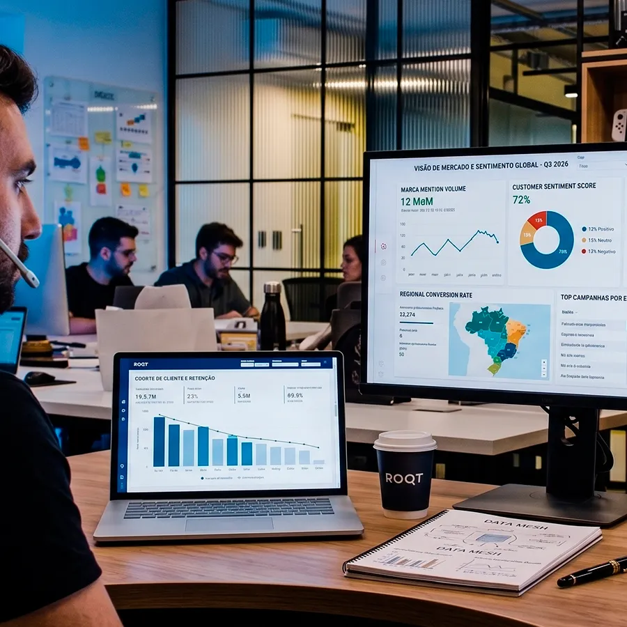 Profissionais analisando indicadores de Business Intelligence